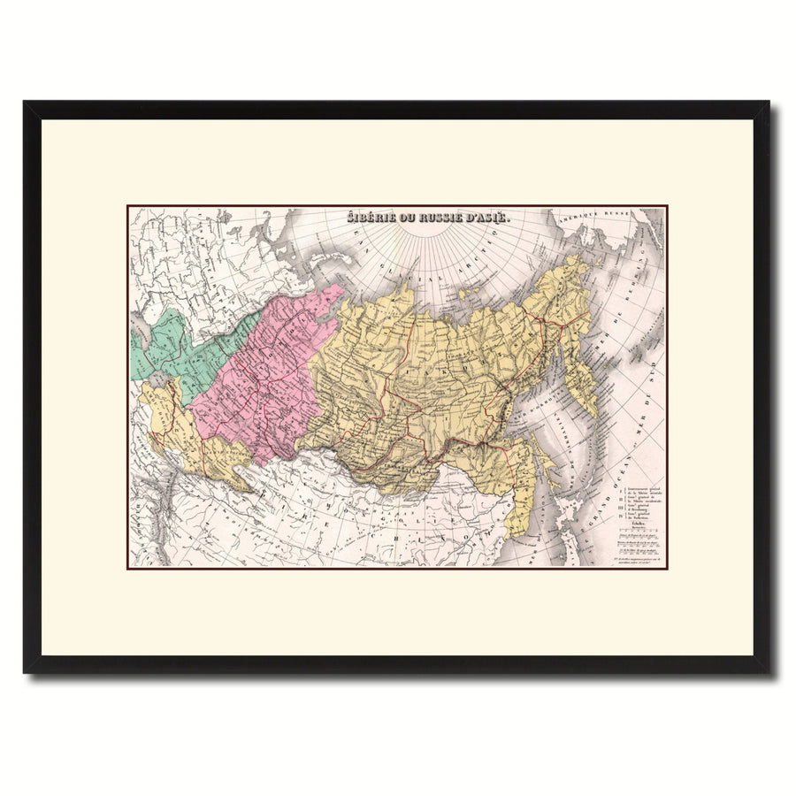 Russia Siberia Vintage Antique Map Wall Art  Gift Ideas Canvas Print Custom Picture Frame Image 1