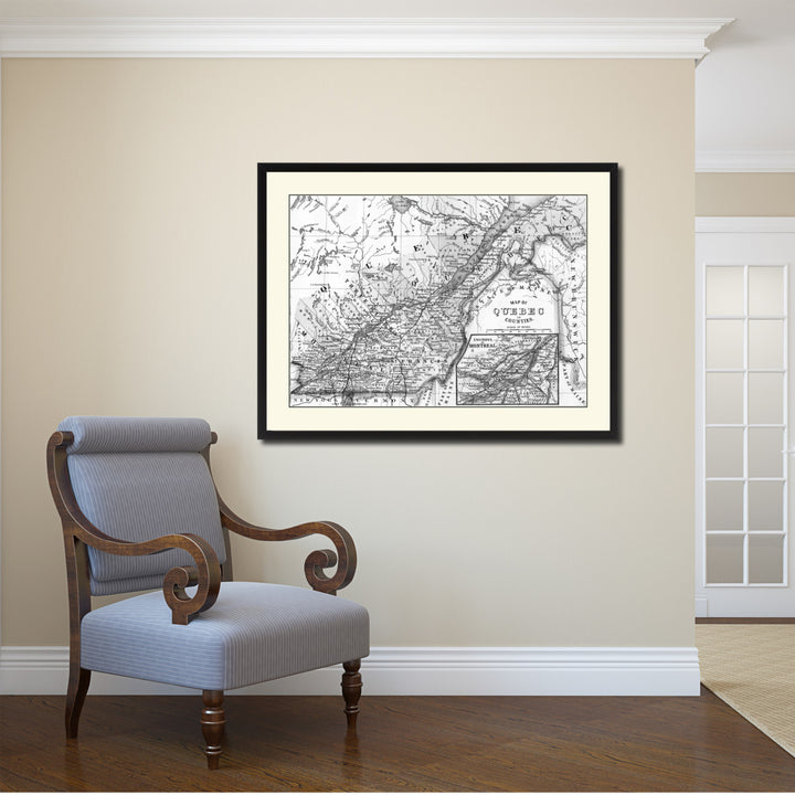 Russia Siberia Vintage BandW Map Canvas Print with Picture Frame  Wall Art Gift Ideas Image 2
