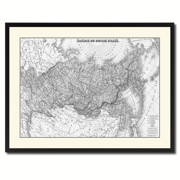 Russia Siberia Vintage BandW Map Canvas Print with Picture Frame  Wall Art Gift Ideas Image 3