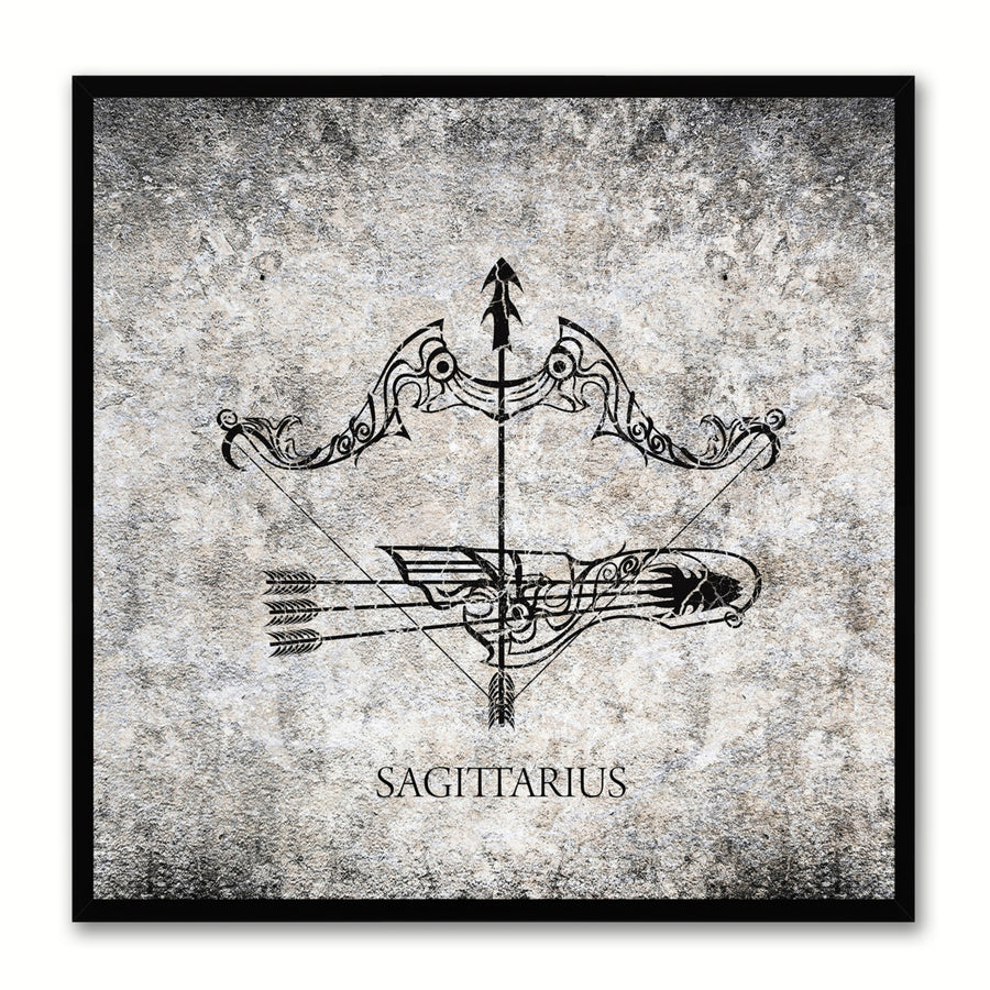 Sagittarius Horoscope Black Canvas Print with Black Custom Frame Image 1