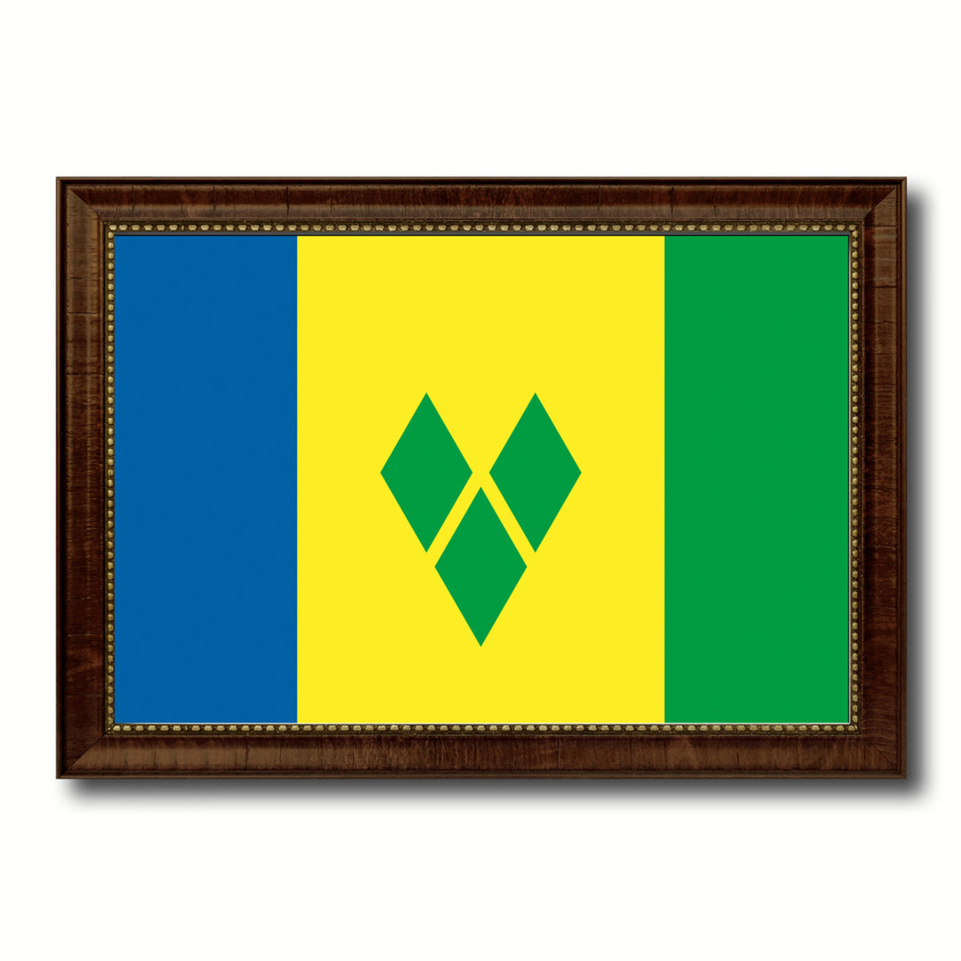 Saint Vincent and the Grenadines Country Flag Canvas Print with Picture Frame  Gifts Wall Image 1