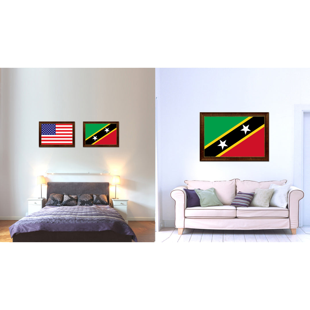 Saint Kitts and Nevis Country Flag Canvas Print with Picture Frame  Gifts Wall Image 2