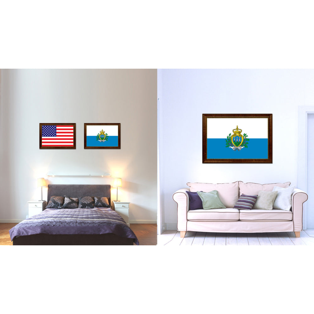 San Marino Country Flag Canvas Print with Picture Frame  Gifts Wall Image 2