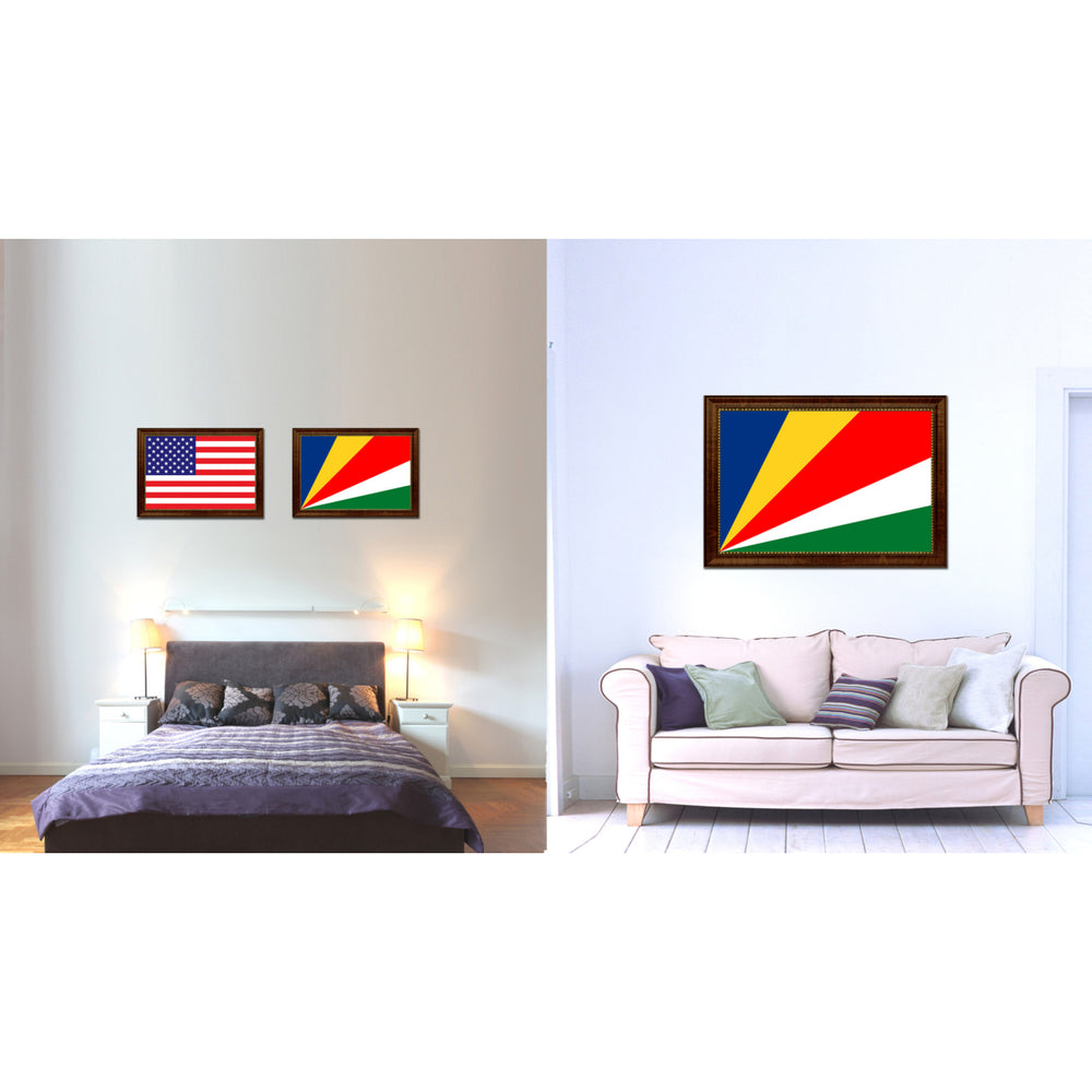 Seychelles Country Flag Canvas Print with Picture Frame  Gifts Wall Image 2