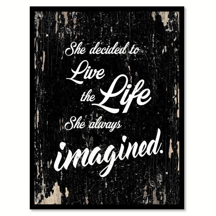 She Decided To Live The Life Saying Canvas Print with Picture Frame  Wall Art Gifts Image 1
