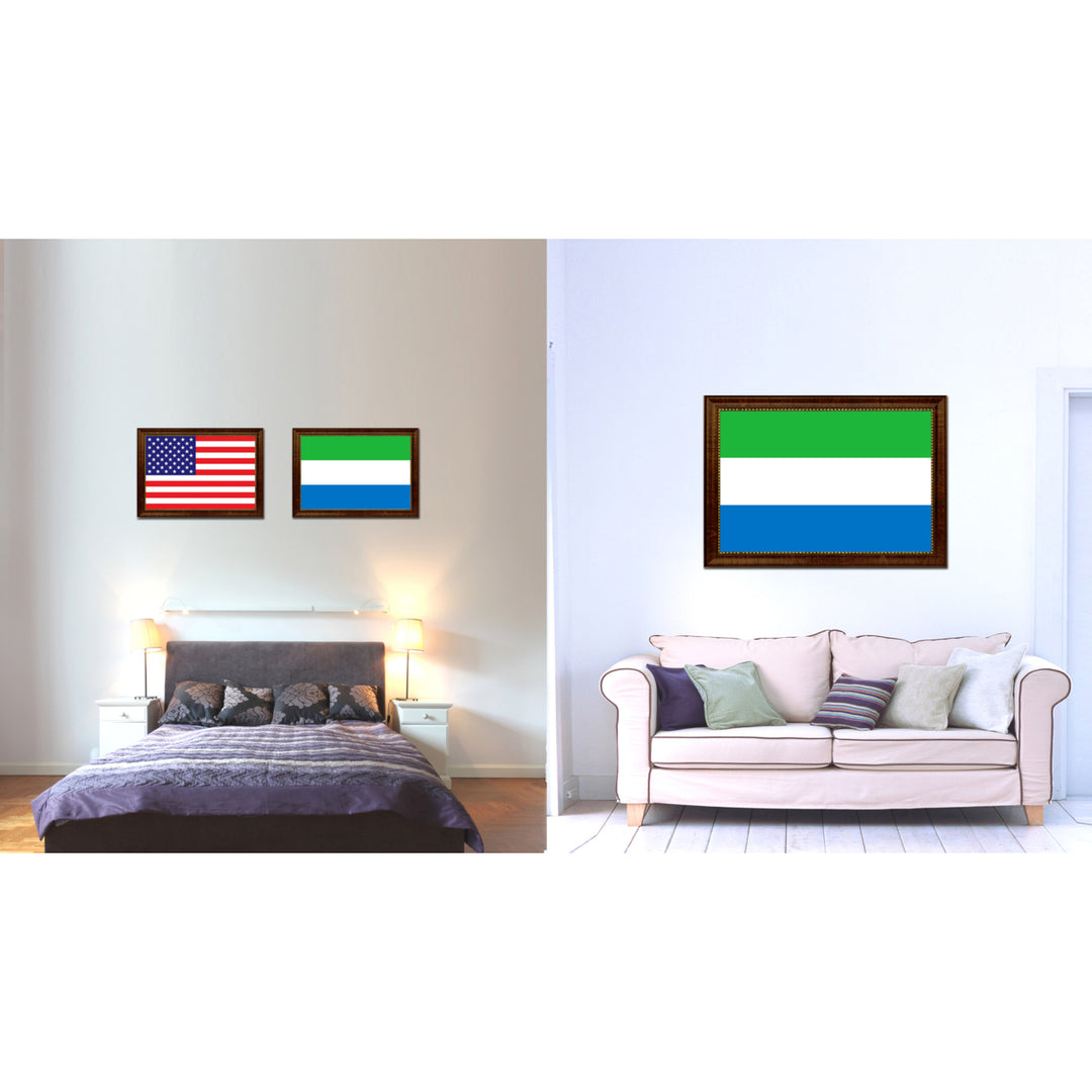 Sierra Leone Country Flag Canvas Print with Picture Frame  Gifts Wall Image 2