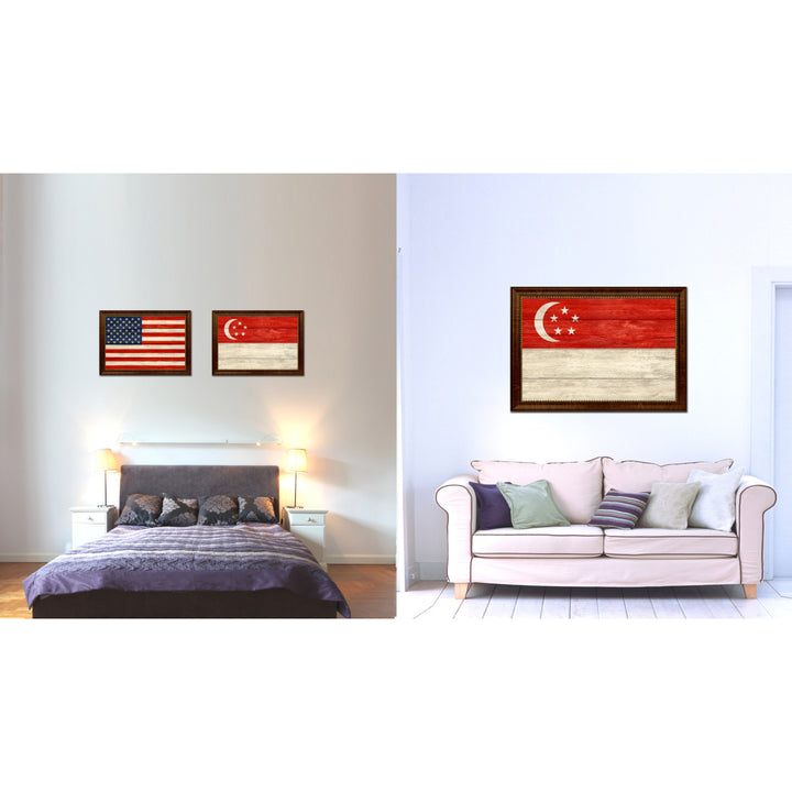 Singapore Country Flag Texture Canvas Print with Custom Frame  Gift Ideas Wall Decoration Image 2