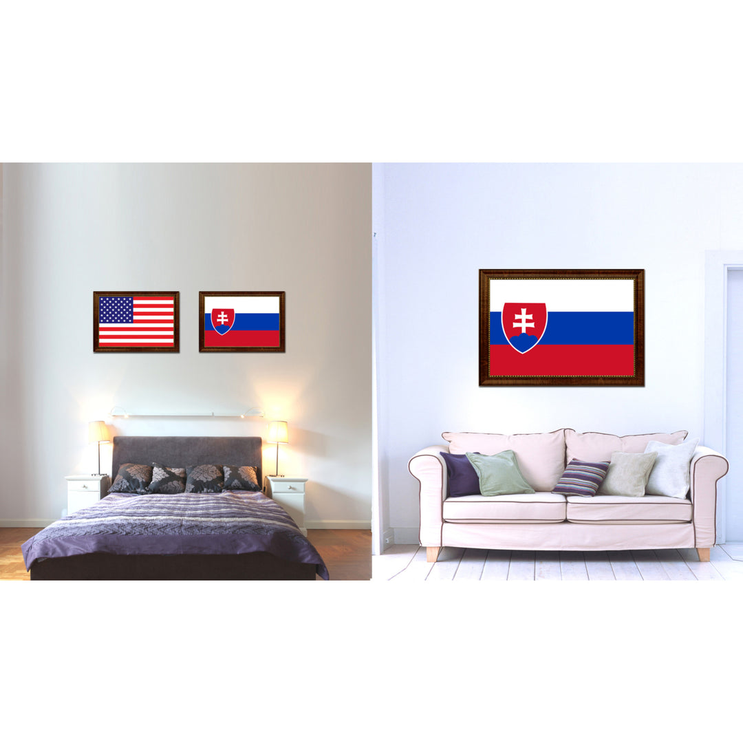 Slovakia Country Flag Canvas Print with Picture Frame  Gifts Wall Image 2