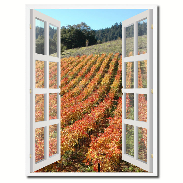 Sonoma Vineyards California Picture 3D French Window Canvas Print Gifts  Wall Frame Image 1