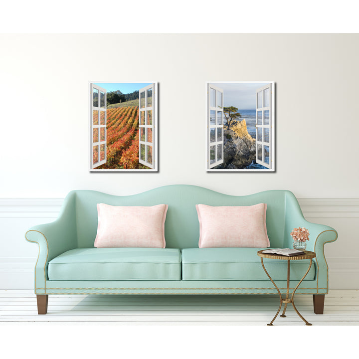 Sonoma Vineyards California Picture 3D French Window Canvas Print Gifts  Wall Frame Image 3