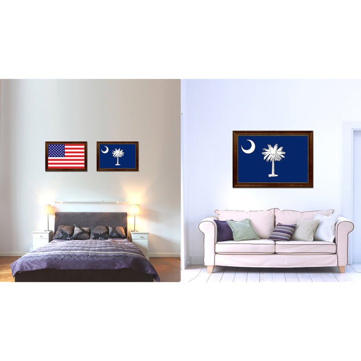 South Carolina State Flag Canvas Print with Picture Frame  Wall Art Gift Image 2