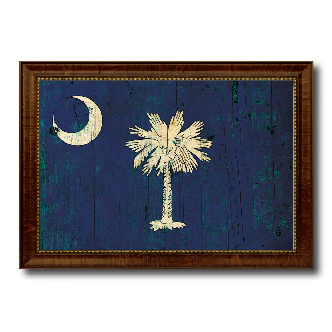 South Carolina Vintage Flag Canvas Print with Picture Frame Gift Ideas  Wall Art Decoration Image 1