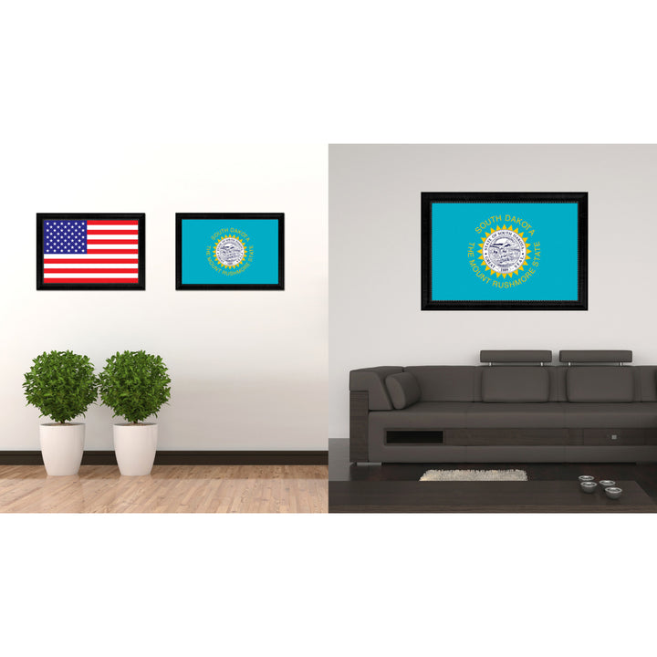 South Dakota State Flag Canvas Print with Picture Frame Gift Ideas  Wall Art Decoration Image 2