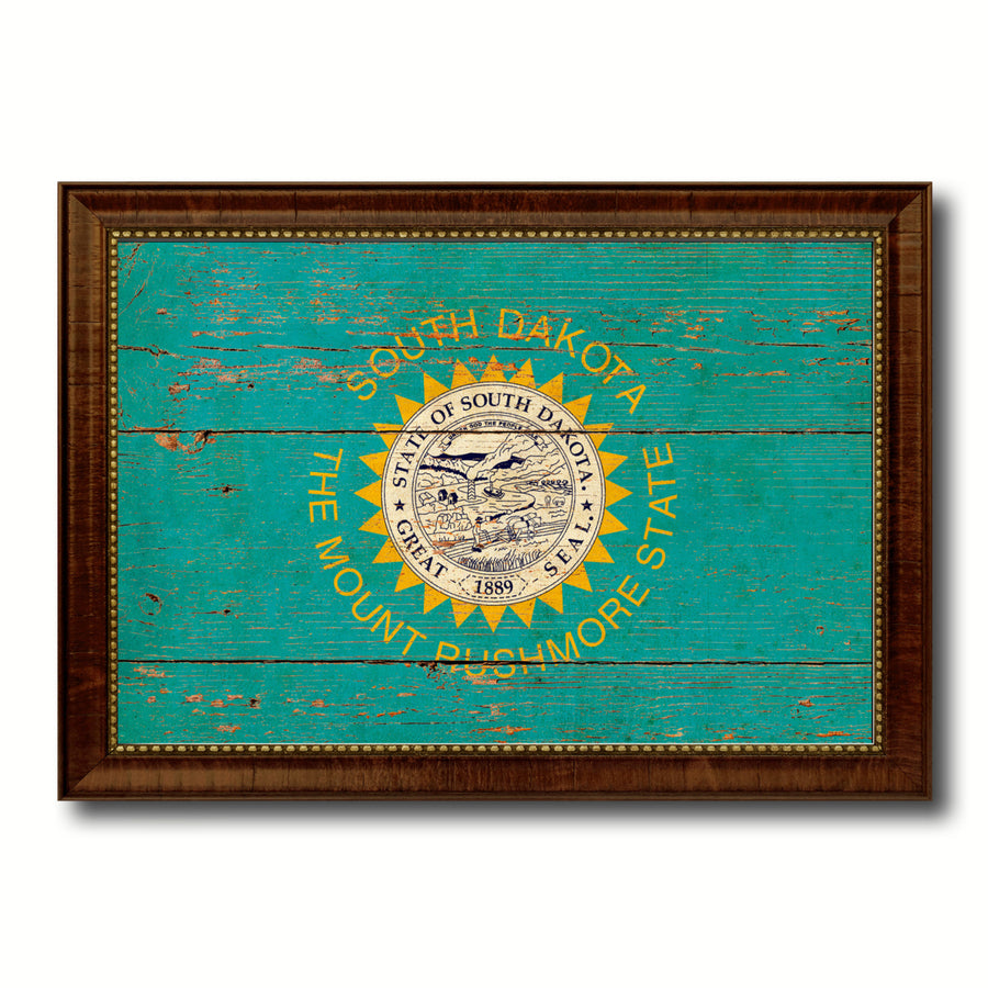 South Dakota Vintage Flag Canvas Print with Picture Frame Gift Ideas  Wall Art Decoration Image 1