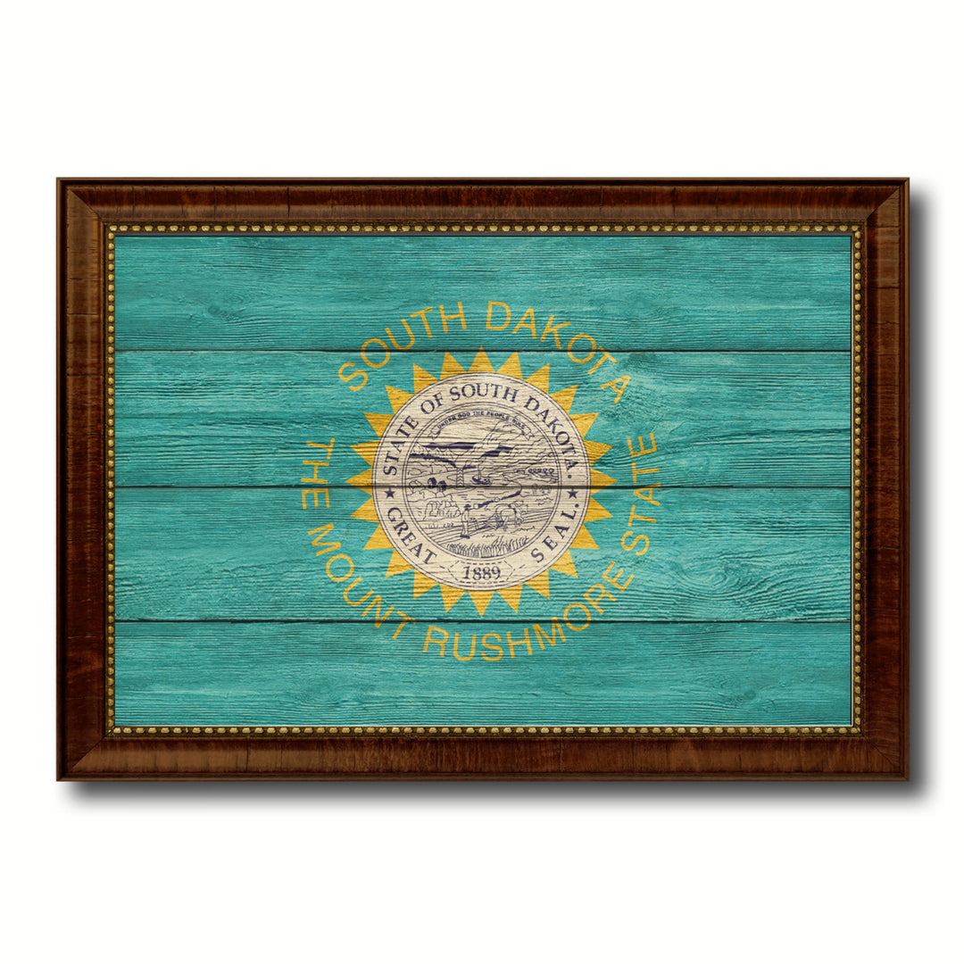 South Dakota Texture Flag Canvas Print with Picture Frame Gift Ideas  Wall Art Decoration Image 1