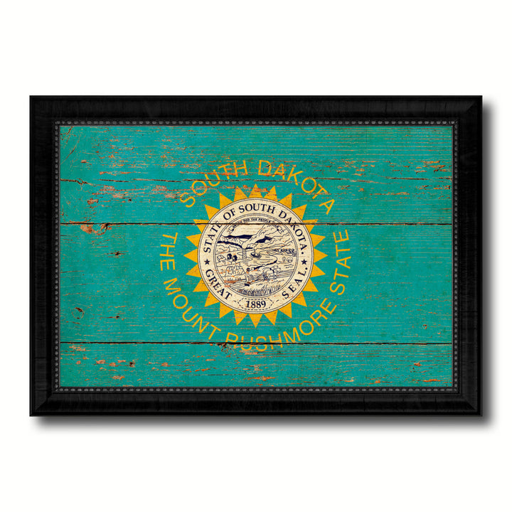 South Dakota Vintage Flag Canvas Print with Picture Frame  Wall Art Gift Image 1
