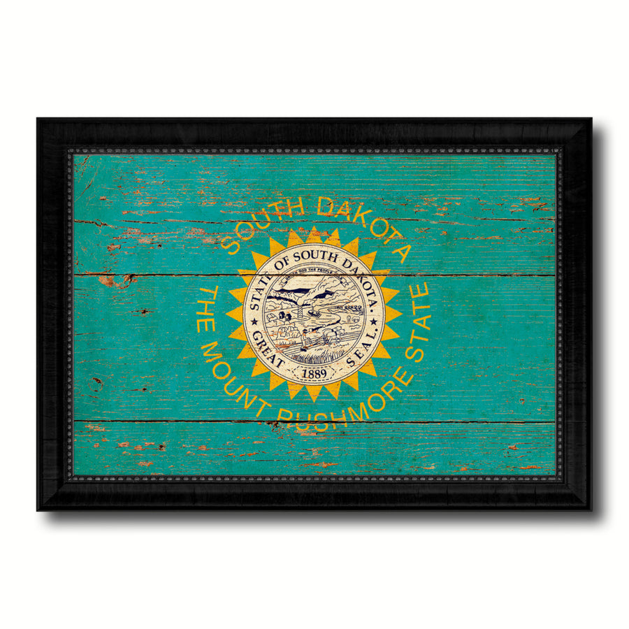 South Dakota Vintage Flag Canvas Print with Picture Frame  Wall Art Gift Image 1