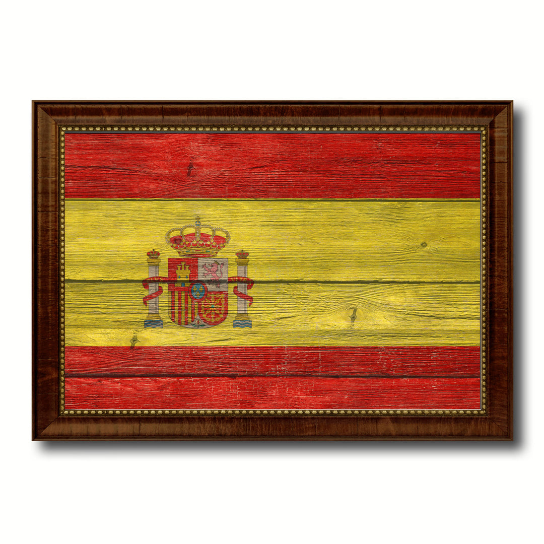 Spain Country Flag Texture Canvas Print with Custom Frame  Gift Ideas Wall Decoration Image 1