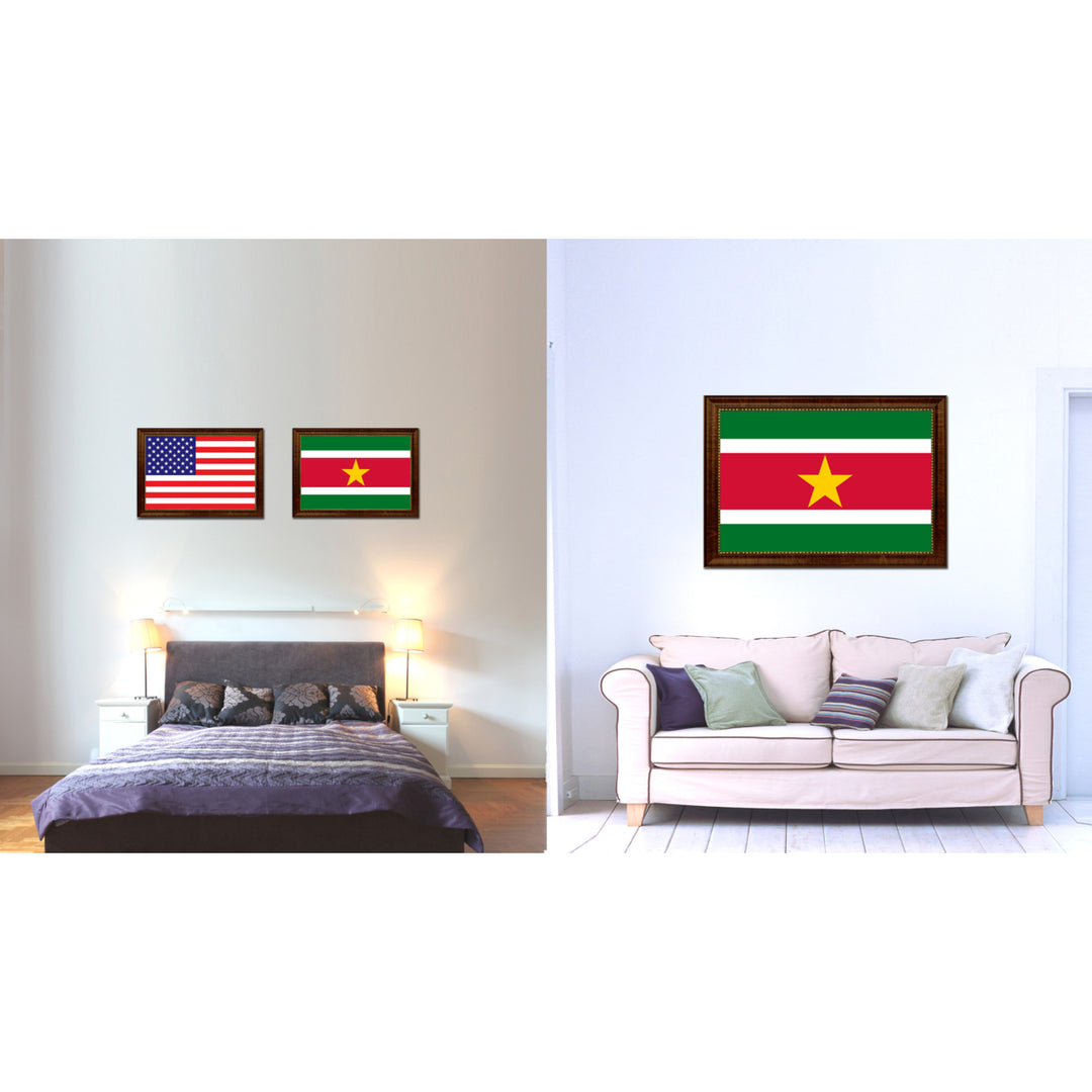 Suriname Country Flag Canvas Print with Picture Frame  Gifts Wall Image 2