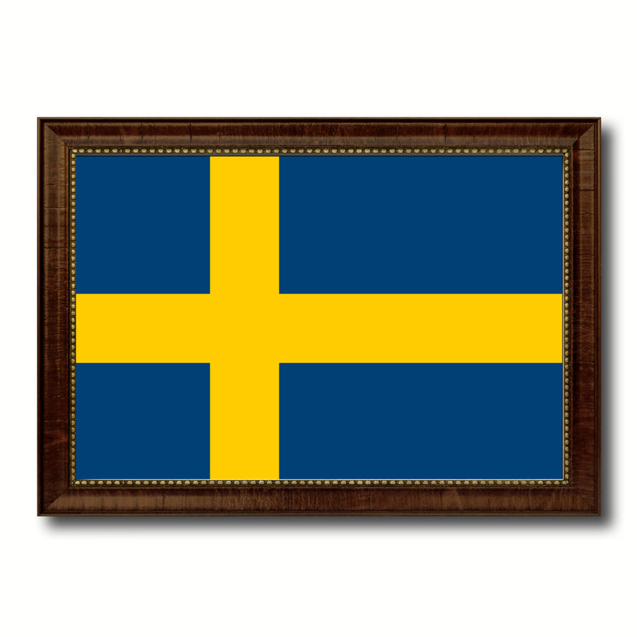 Sweden Country Flag Canvas Print with Picture Frame  Gifts Wall Image 1