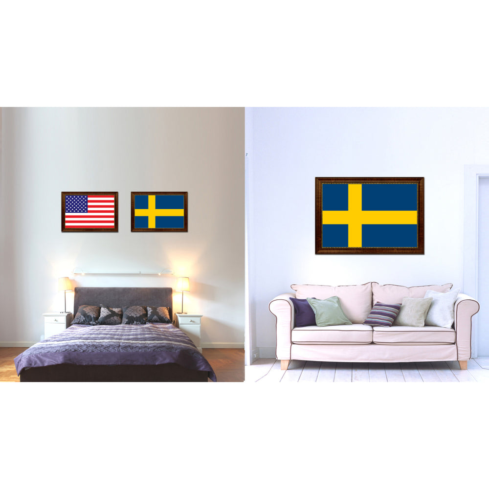 Sweden Country Flag Canvas Print with Picture Frame  Gifts Wall Image 2