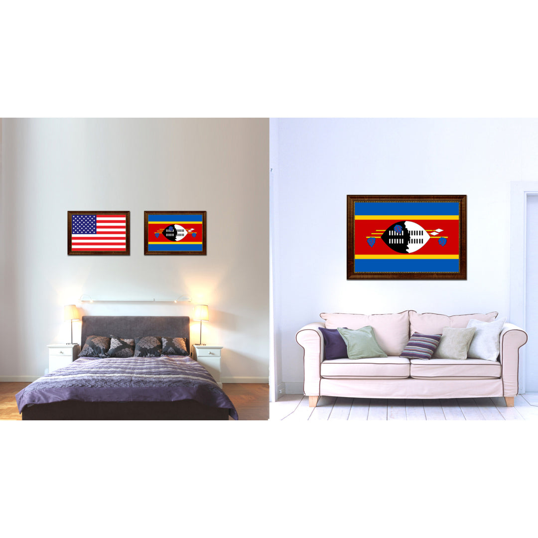 Swaziland Country Flag Canvas Print with Picture Frame  Gifts Wall Image 1