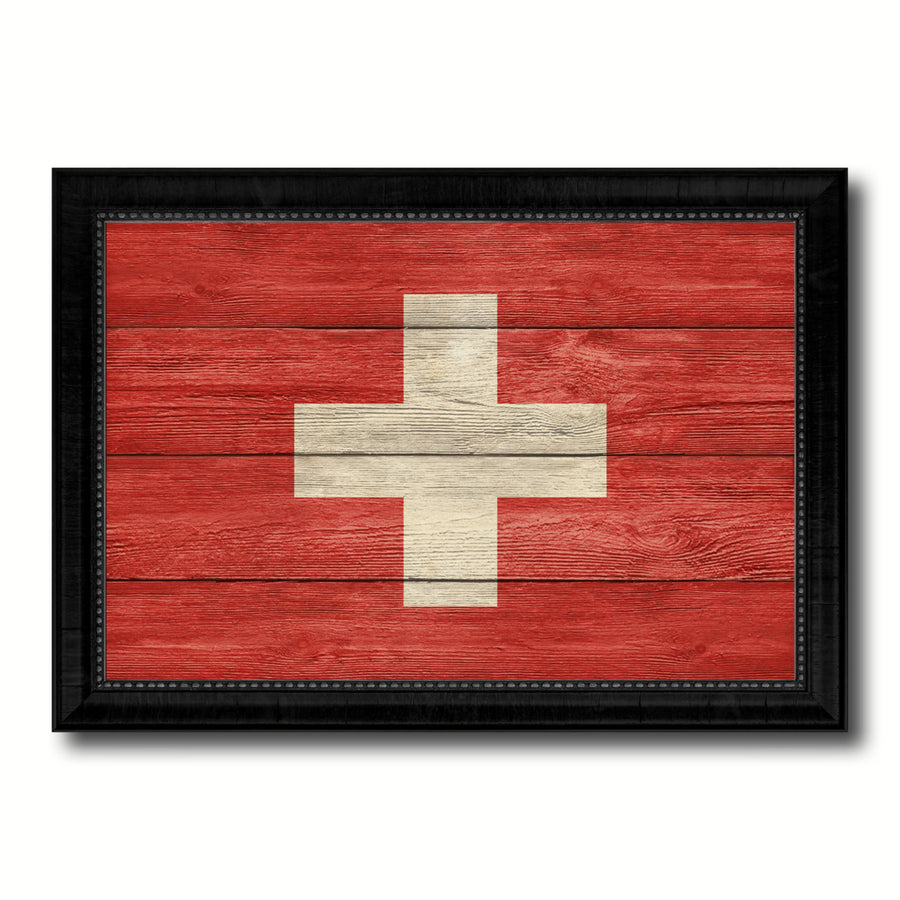 Switzerland Country Flag Texture Canvas Print with Picture Frame  Wall Art Gift Ideas Image 1