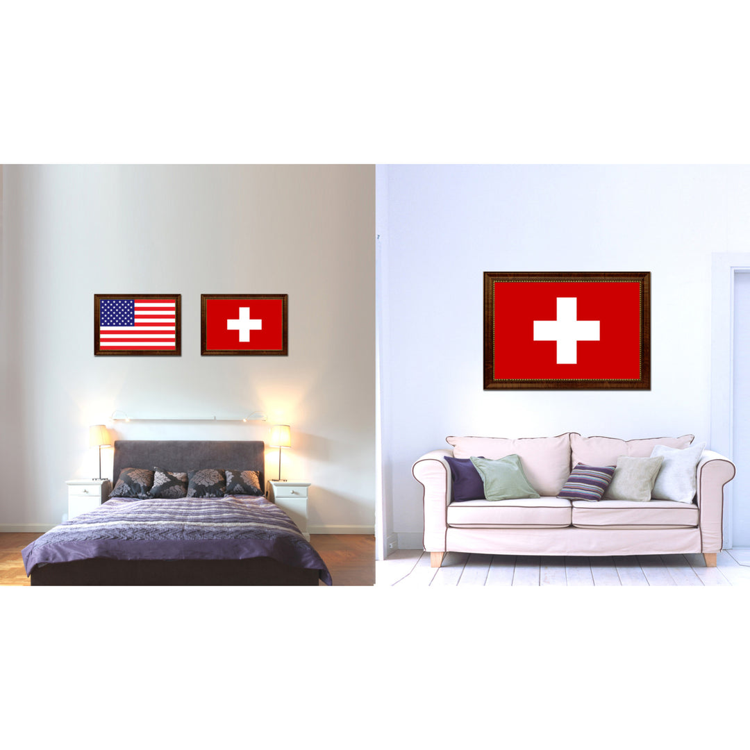 Switzerland Country Flag Canvas Print with Picture Frame  Gifts Wall Image 1