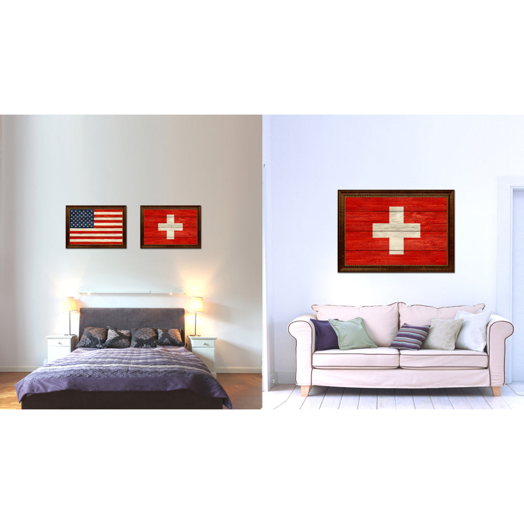 Switzerland Country Flag Texture Canvas Print with Custom Frame  Gift Ideas Wall Decoration Image 2
