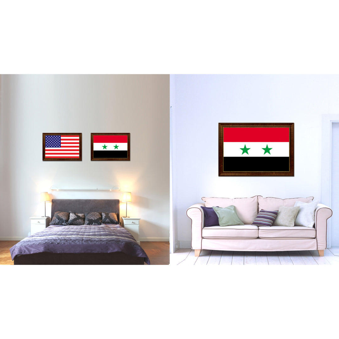 Syria Country Flag Canvas Print with Picture Frame  Gifts Wall Image 2
