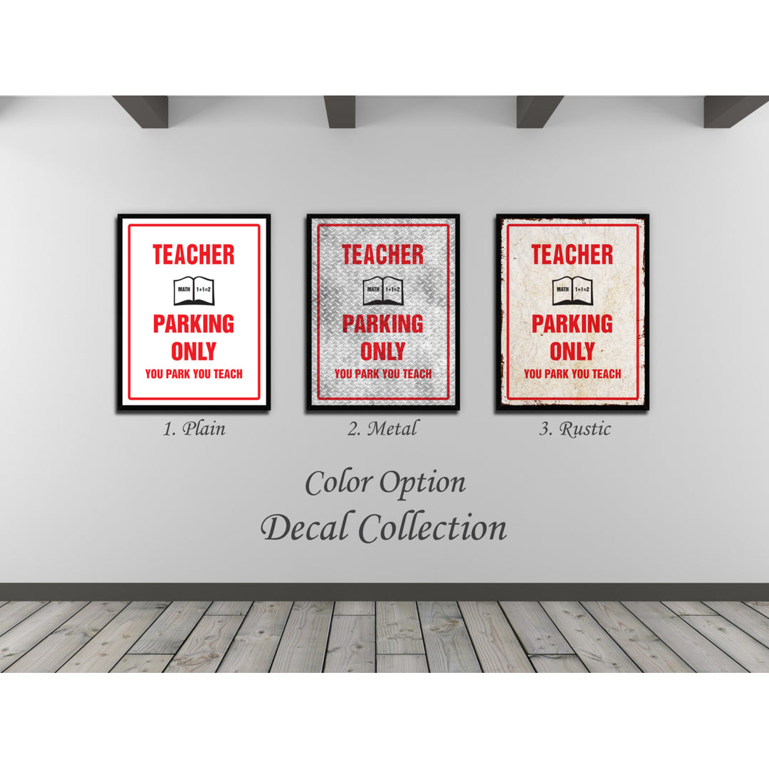 Teacher Parking Only Funny Sign Gift Ideas Wall Art Home D?cor Gift Ideas Canvas Pint Image 2