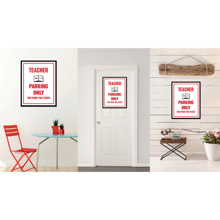 Teacher Parking Only Funny Sign Gift Ideas Wall Art Home D?cor Gift Ideas Canvas Pint Image 3