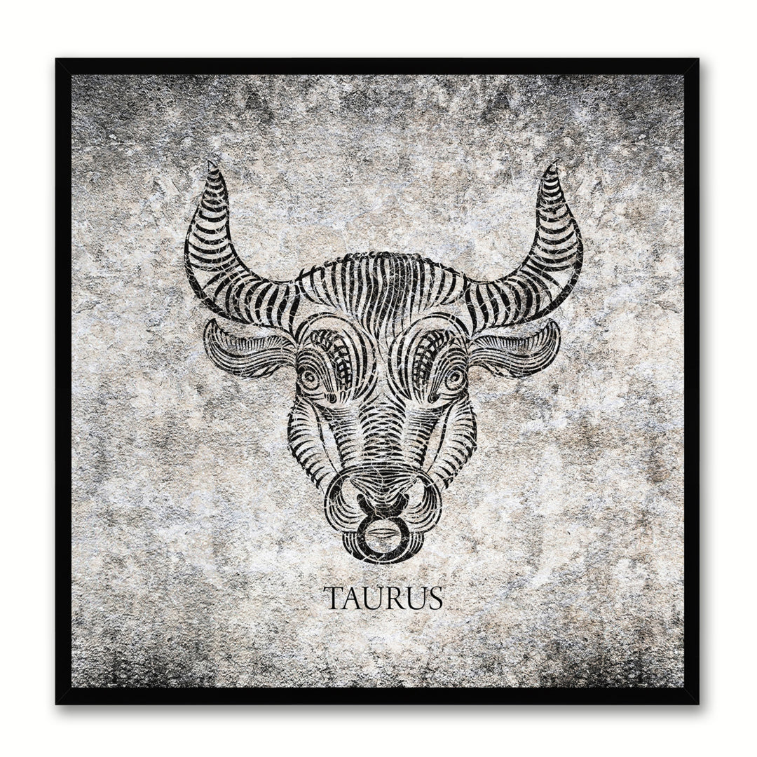 Taurus Horoscope Black Canvas Print with Black Custom Frame Image 1