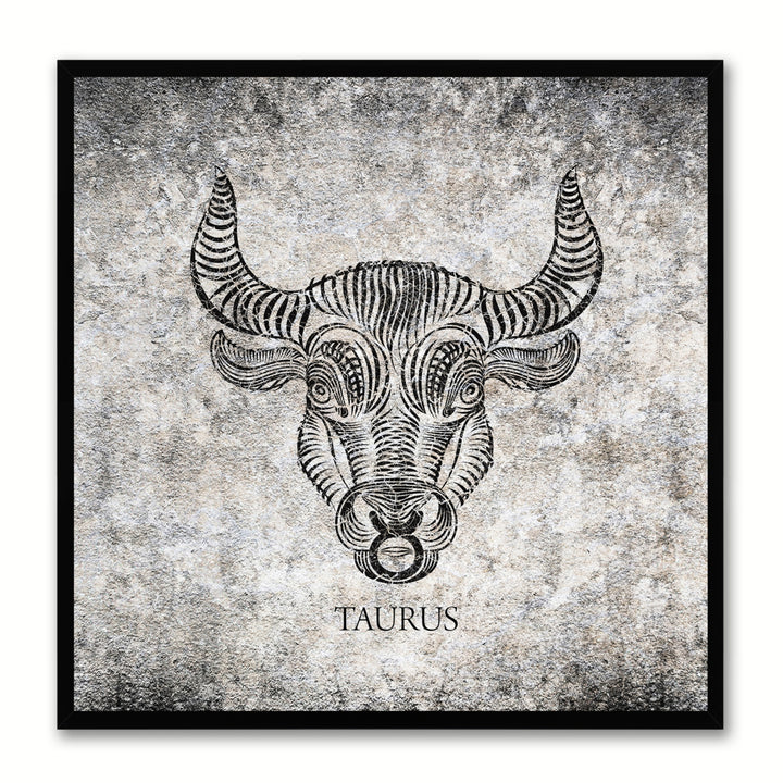 Taurus Horoscope Black Canvas Print with Black Custom Frame Image 1