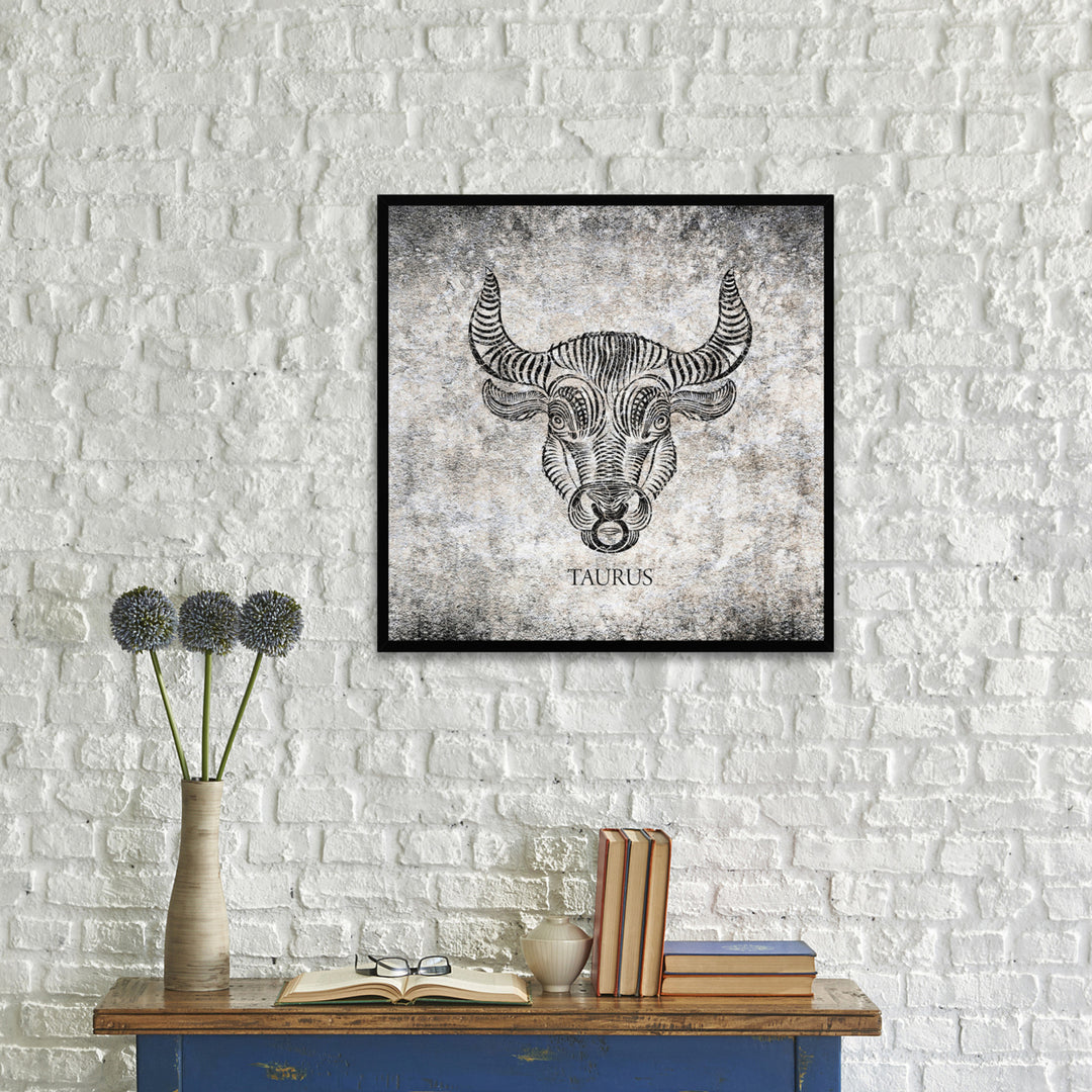 Taurus Horoscope Black Canvas Print with Black Custom Frame Image 2