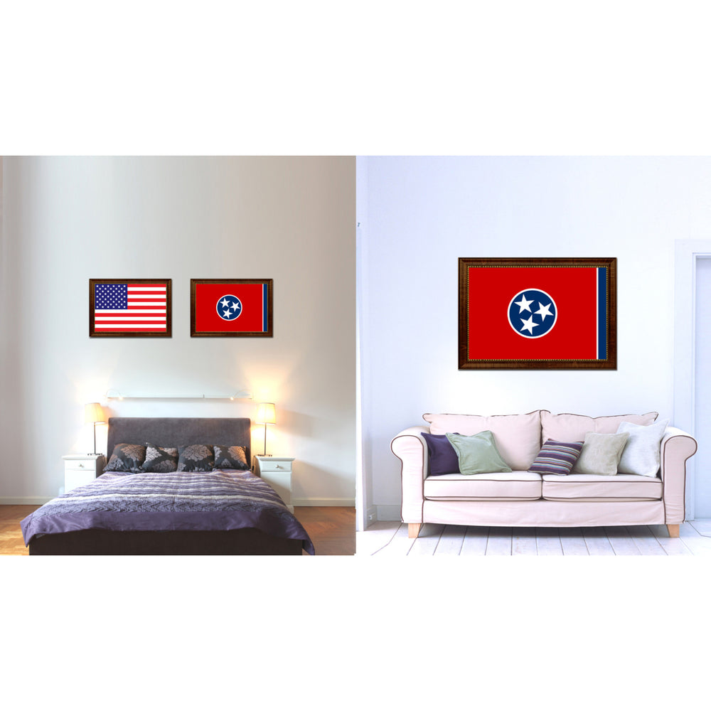 Tennessee State Flag Canvas Print with Picture Frame  Wall Art Gift Image 2