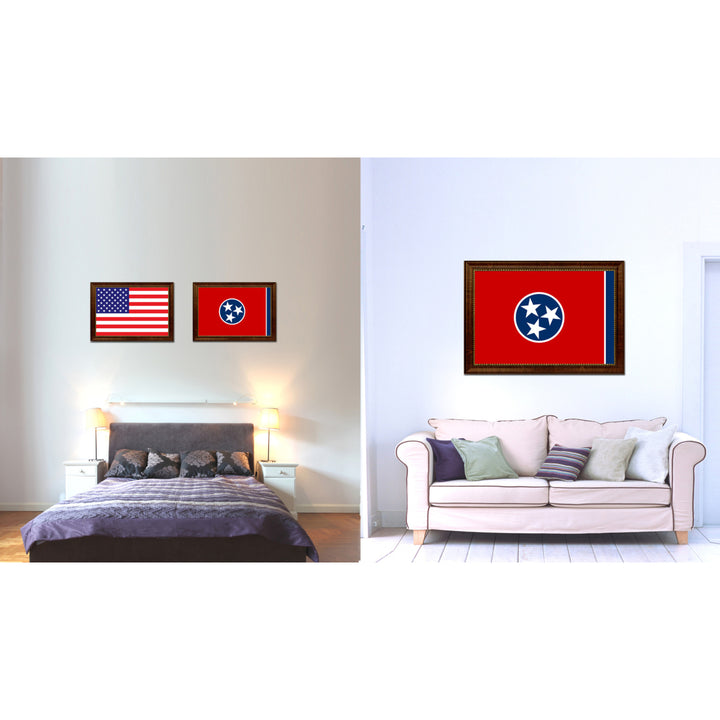 Tennessee State Flag Canvas Print with Picture Frame  Wall Art Gift Image 2