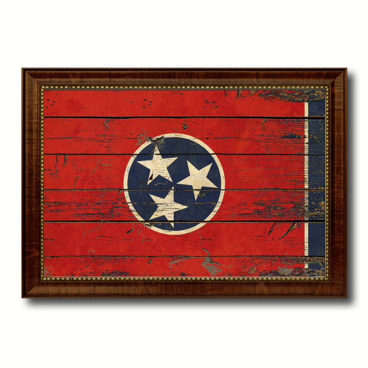 Tennessee Vintage Flag Canvas Print with Picture Frame Gift Ideas  Wall Art Decoration Image 1