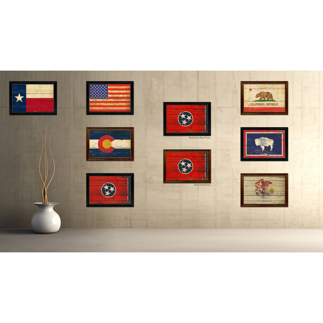 Tennessee Vintage Flag Canvas Print with Picture Frame Gift Ideas  Wall Art Decoration Image 3