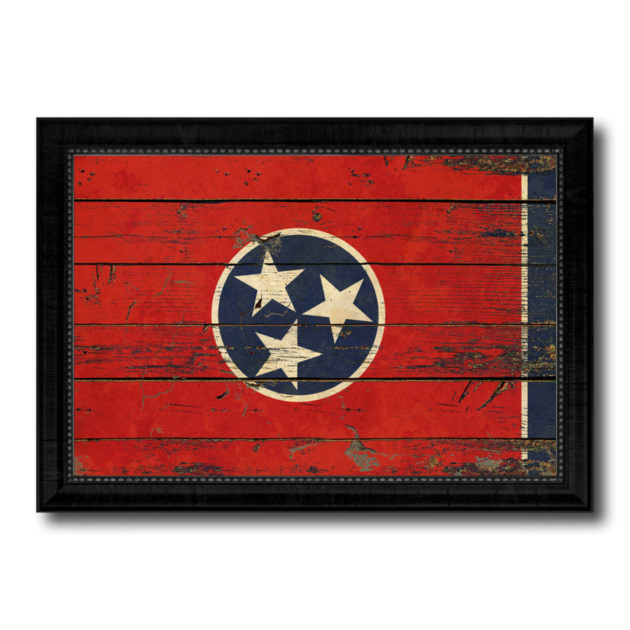 Tennessee Vintage Flag Canvas Print with Picture Frame  Wall Art Gift Image 1