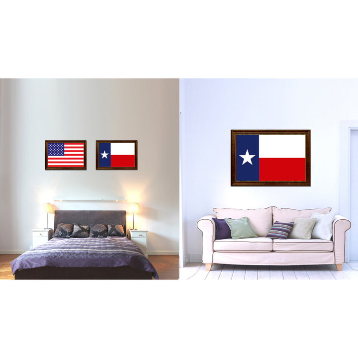 Texas State Flag Canvas Print with Picture Frame  Wall Art Gift Image 2