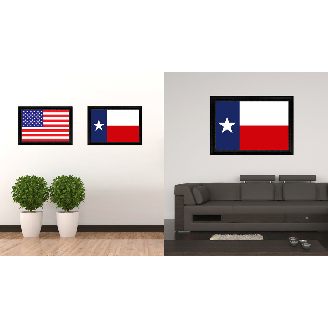 Texas State Flag Canvas Print with Picture Frame Gift Ideas  Wall Art Decoration Image 1