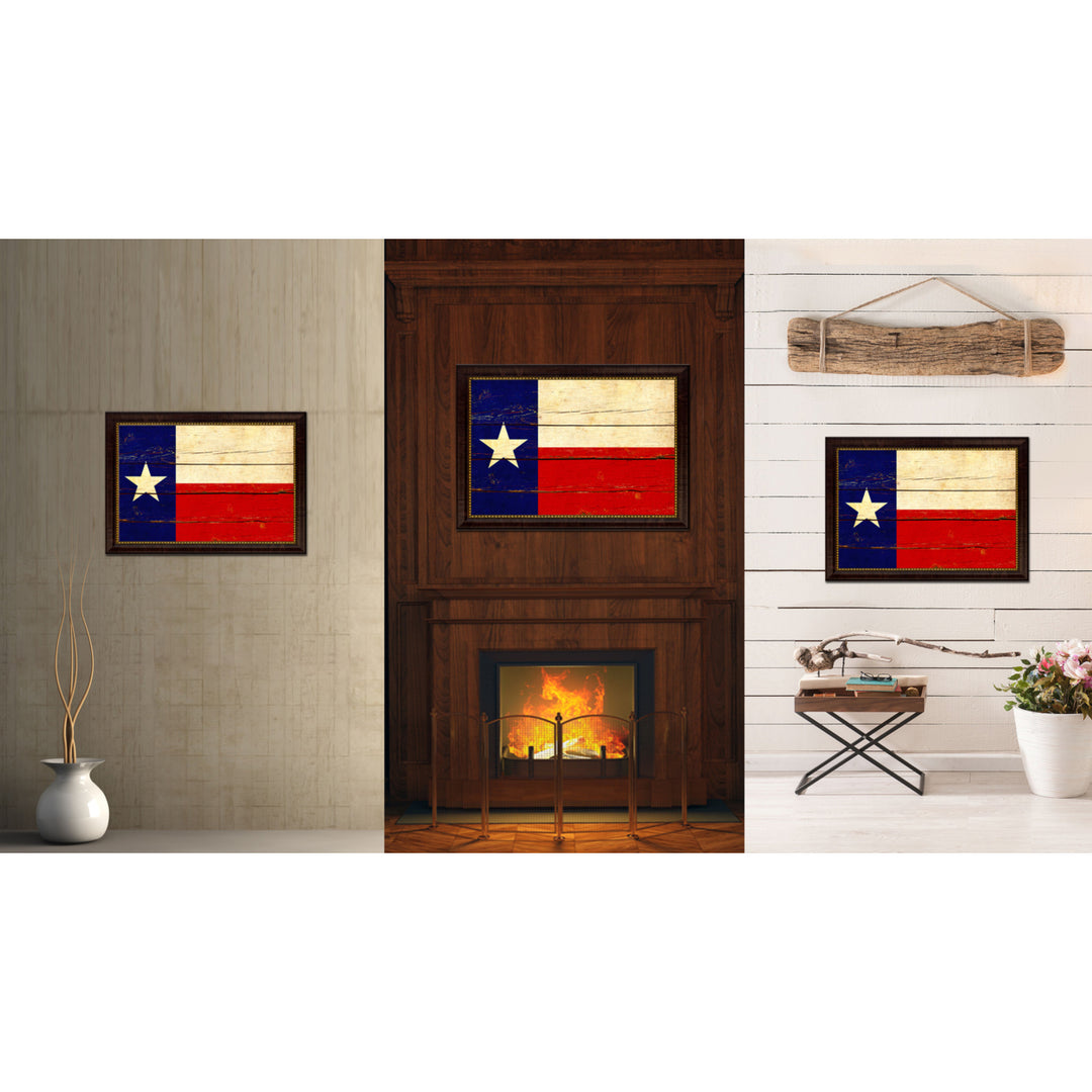 Texas Vintage Flag Canvas Print with Picture Frame Gift Ideas  Wall Art Decoration Image 2