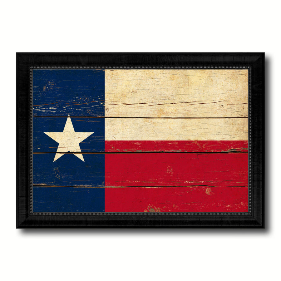 Texas Vintage Flag Canvas Print with Picture Frame  Wall Art Gift Image 1