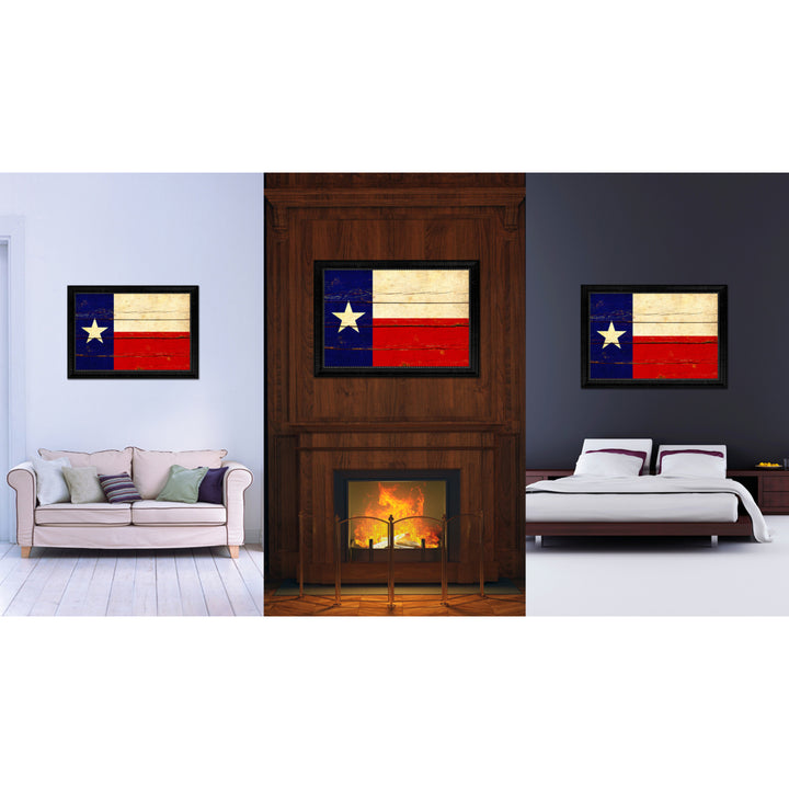 Texas Vintage Flag Canvas Print with Picture Frame  Wall Art Gift Image 2