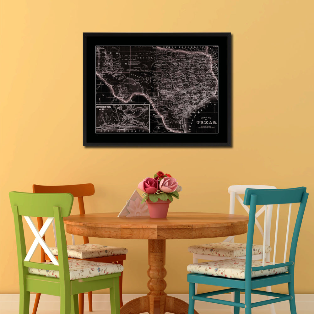 Texas Vintage Vivid Sepia Map Canvas Print with Picture Frame  Wall Art Decoration Gifts Image 2