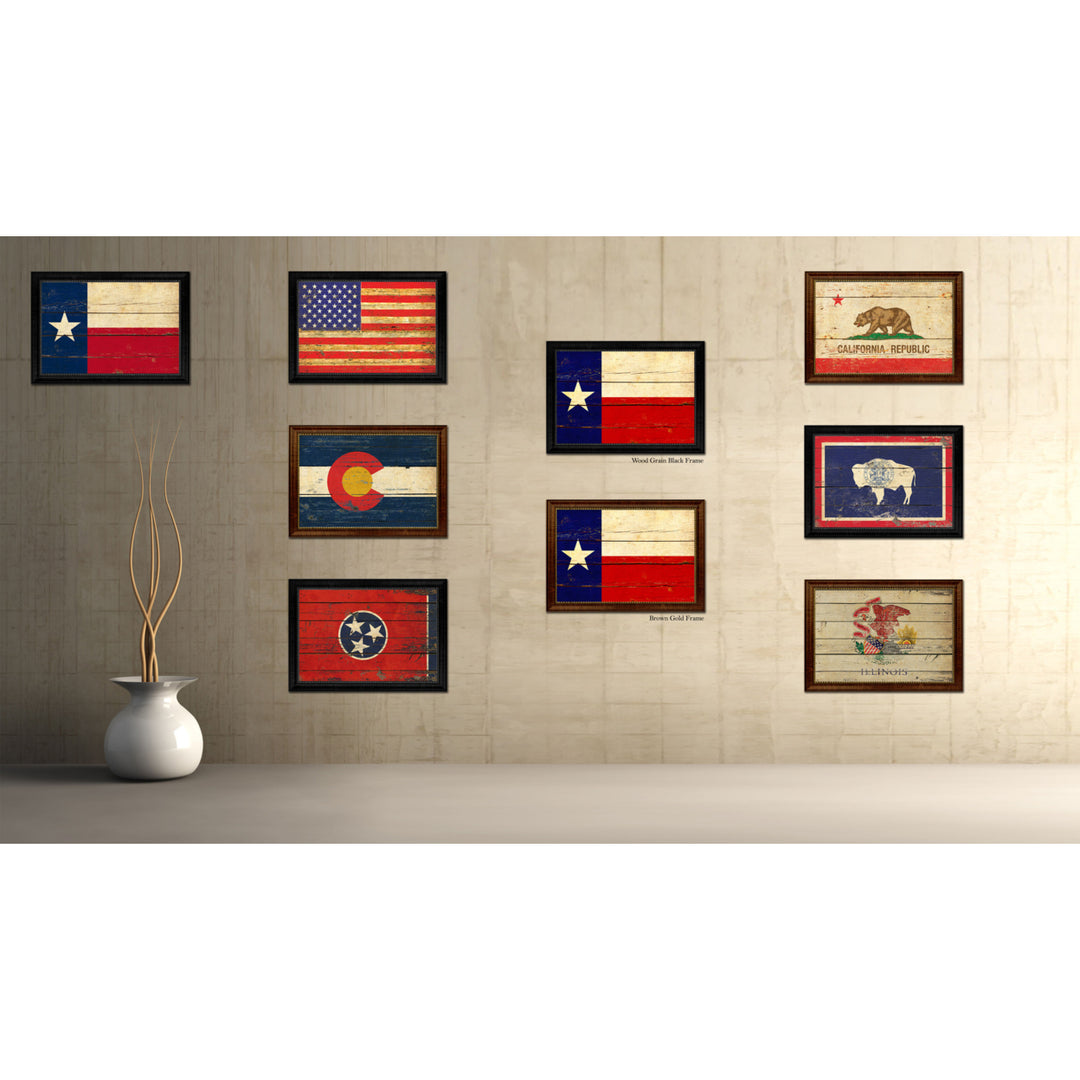 Texas Vintage Flag Canvas Print with Picture Frame  Wall Art Gift Image 3