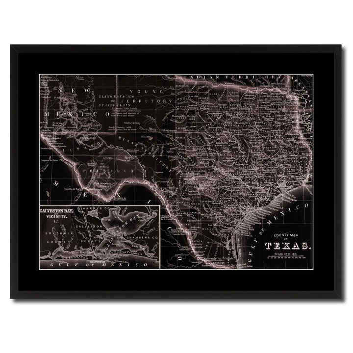 Texas Vintage Vivid Sepia Map Canvas Print with Picture Frame  Wall Art Decoration Gifts Image 3