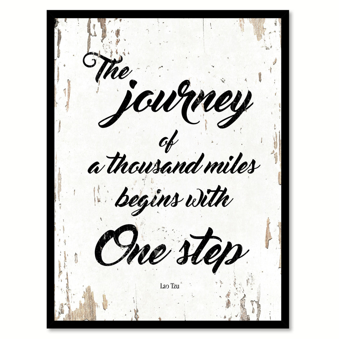 The Journey Of A Thousand Miles Begins With One Step - Lao Tzu Saying Canvas Print with Picture Frame  Wall Art Gifts Image 2