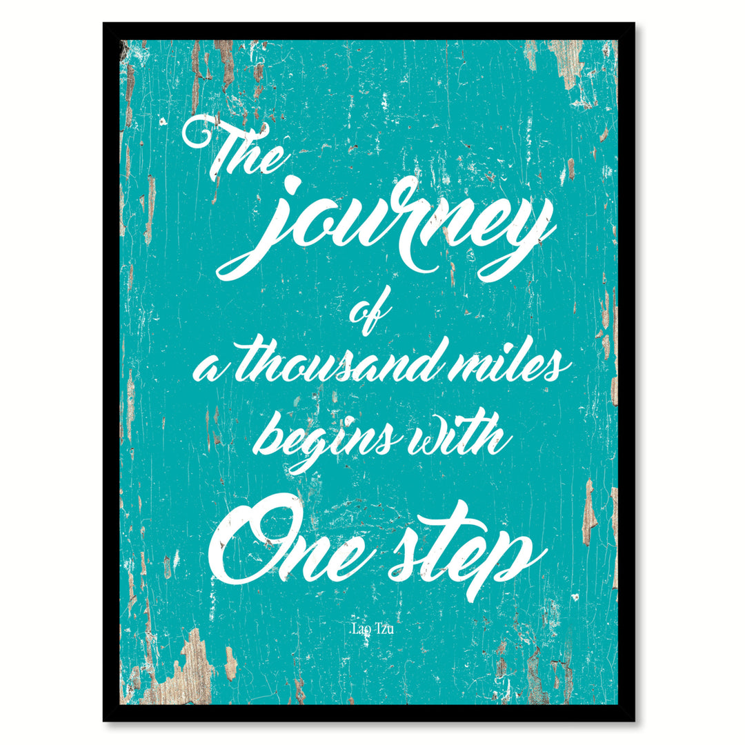 The Journey Of A Thousand Miles Begins With One Step - Lao Tzu Saying Canvas Print with Picture Frame  Wall Art Gifts Image 1